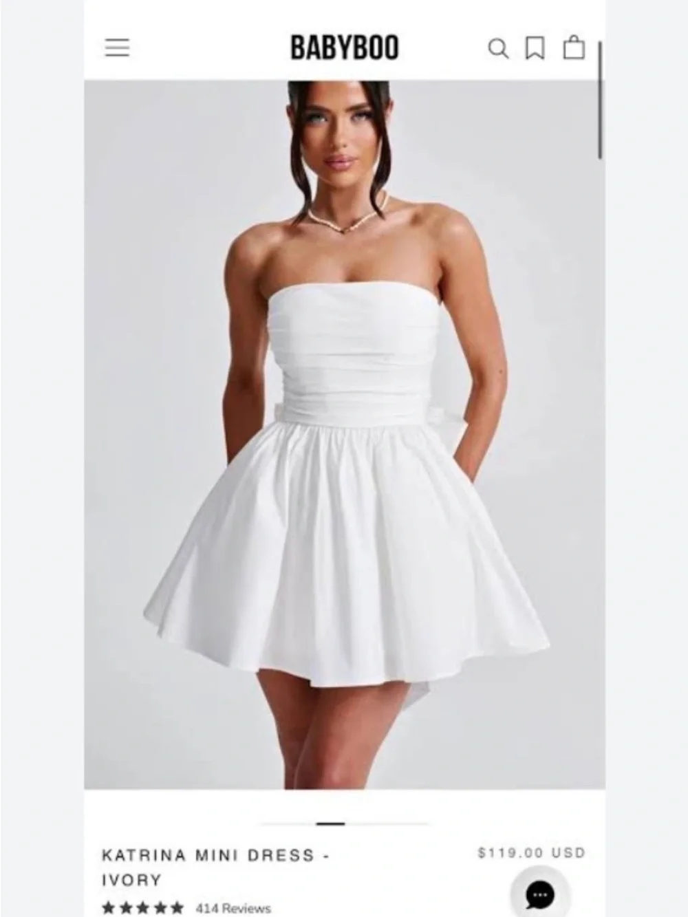 Babyboo Gorgeous Ivory Strapless Mini Dress Katrina- L Fits like a Medium 6/8 - Picture 1 of 13